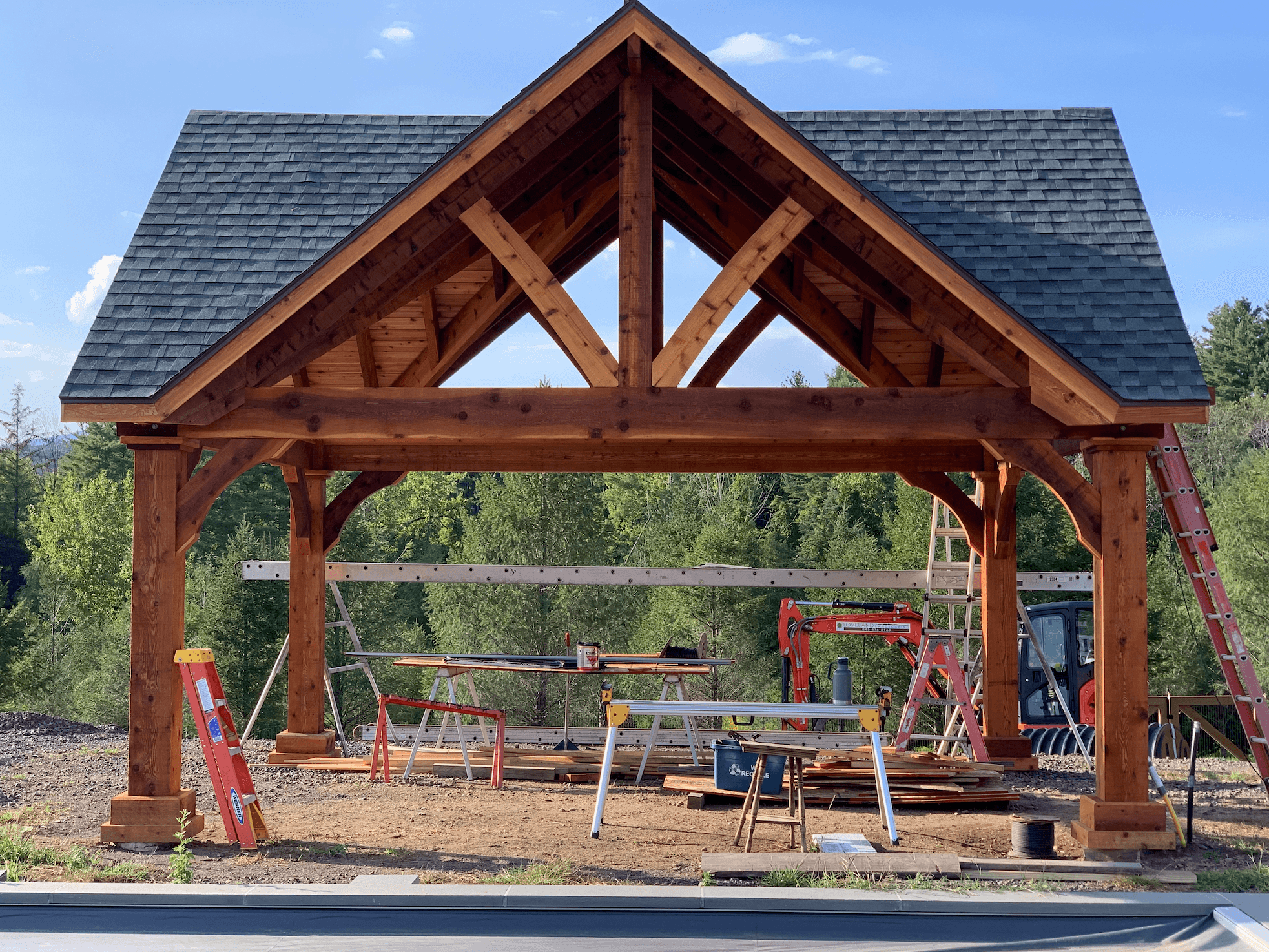 New post and timber frame construction